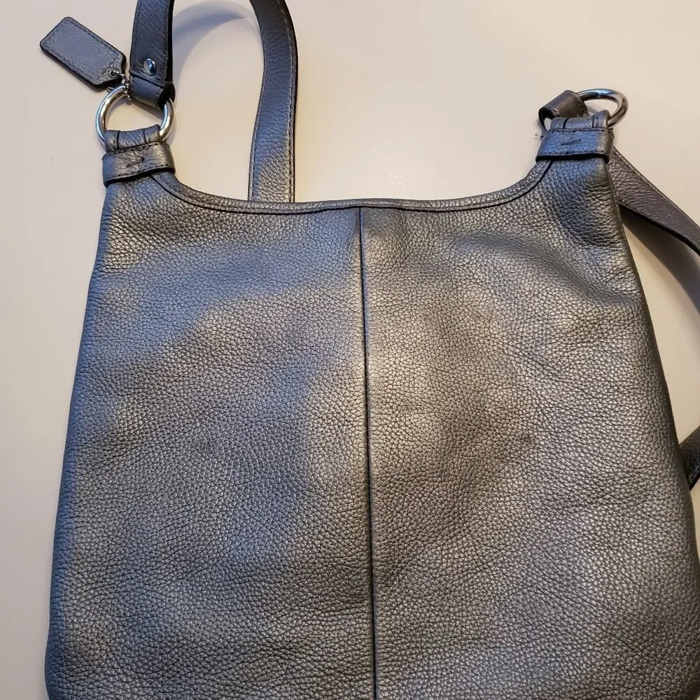 Coach Metallic Crossbody Silver Pewter Mid Size - Picture 5 of 16